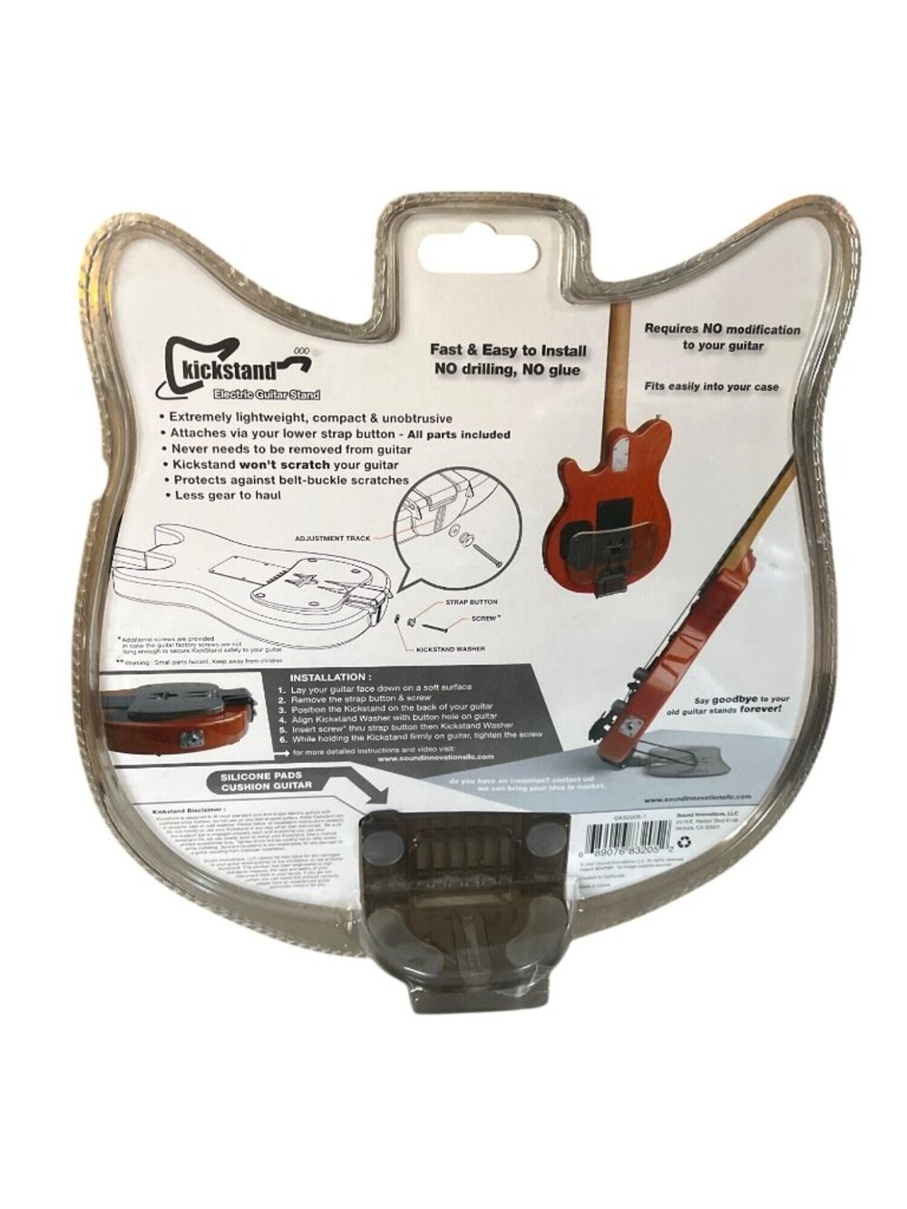 Kickstand Electric Guitar Stand By Sound Innovations LLC Compact No-Drill - Picture 3 of 4